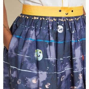 ModCloth cotton solar system skirt with pockets.